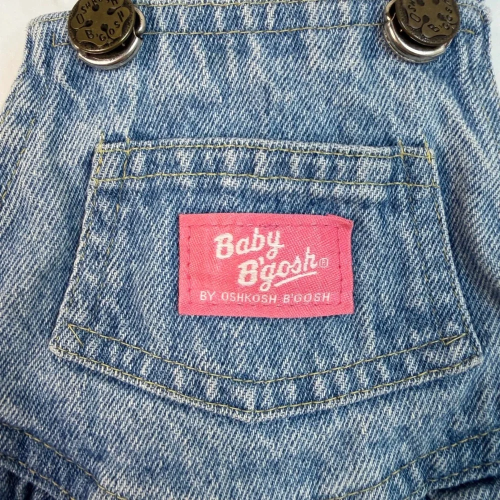 VTG OshKosh B'Gosh Baby BGosh 24 Months Denim Girls Vestbak Overalls Light Wash